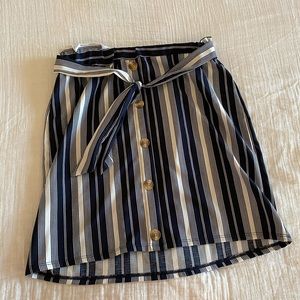 Navy and White Striped Skirt